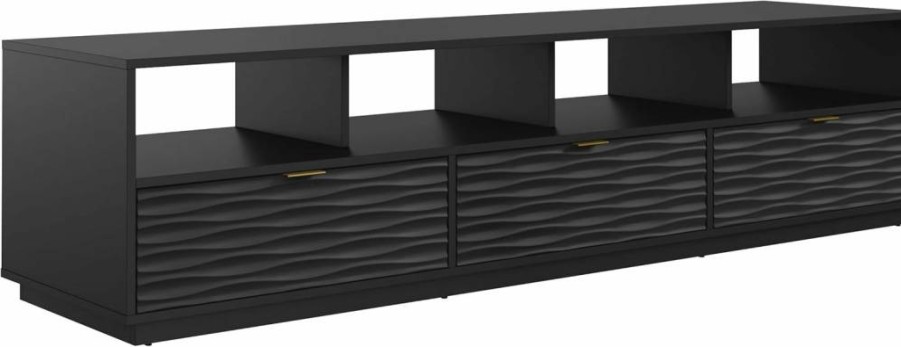 Sauder Morgan Main Credenza TV Stand for 80-Inch TVs, Black Finish, Modern Media Console with Storage