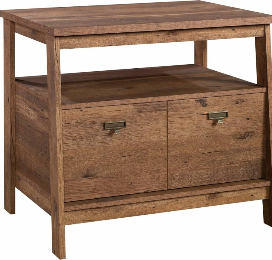 Sauder Vintage Oak Trestle Lateral File Cabinet, Classic Office Storage Solution