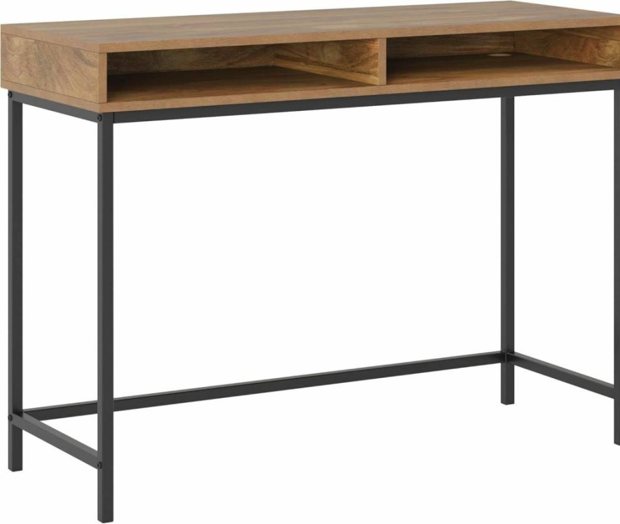 Sauder North Avenue Writing Desk with Storage Cubbies in Sindoori Mango Finish - Compact Home Office Desk with Shelves