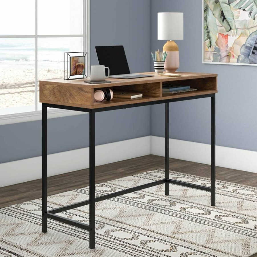Sauder North Avenue Writing Desk with Storage Cubbies in Sindoori Mango Finish - Compact Home Office Desk with Shelves