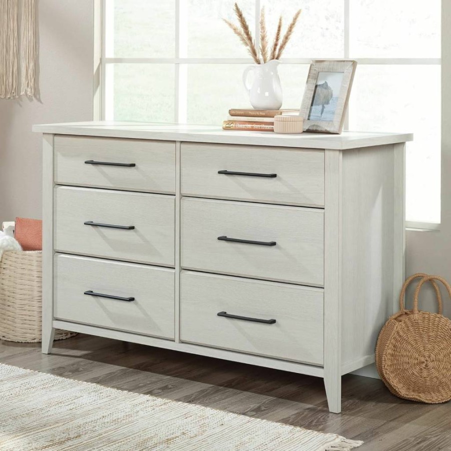 Sauder Summit Station Dresser in Glacier Oak Finish - Modern Wooden Storage Cabinet for Bedroom