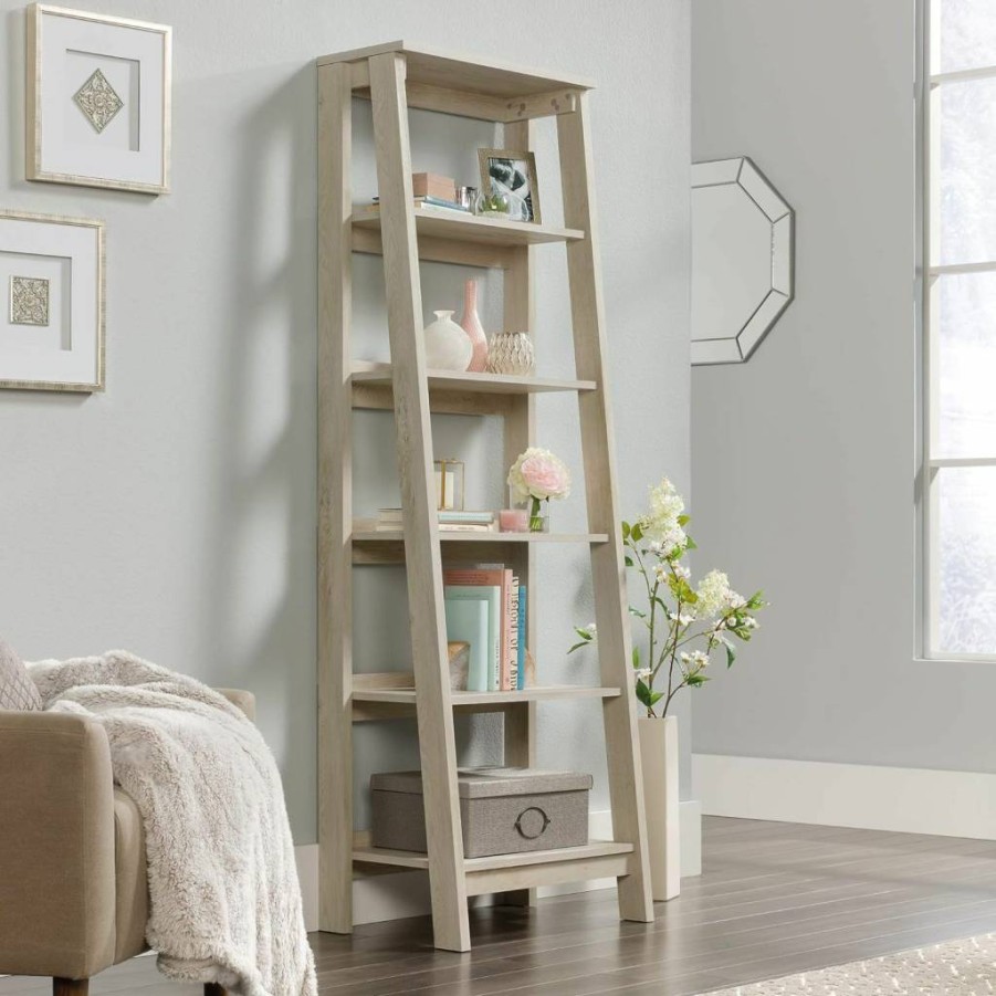 Sauder Trestle 5-Shelf Bookcase, Jamocha Wood Finish, 23.54"W x 16.61"D x 71.14"H, Storage Shelf for Home & Office