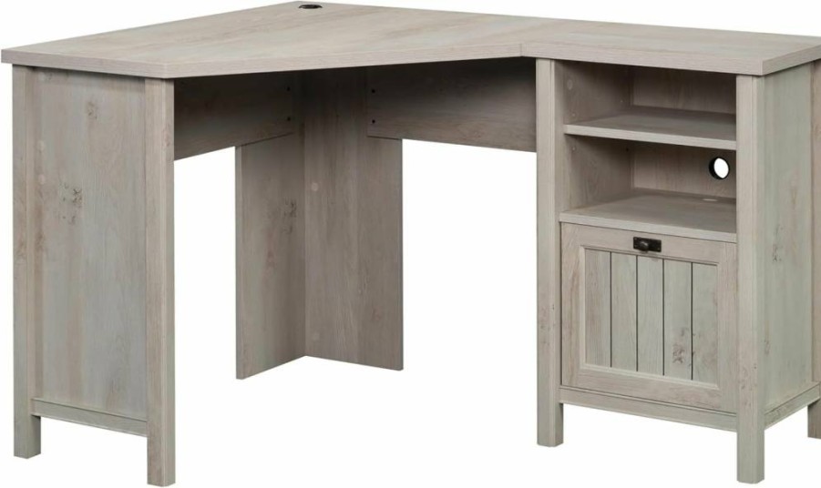 Sauder Costa Corner Desk, Chalked Chestnut Finish, L-Shaped Computer Workstation for Home Office