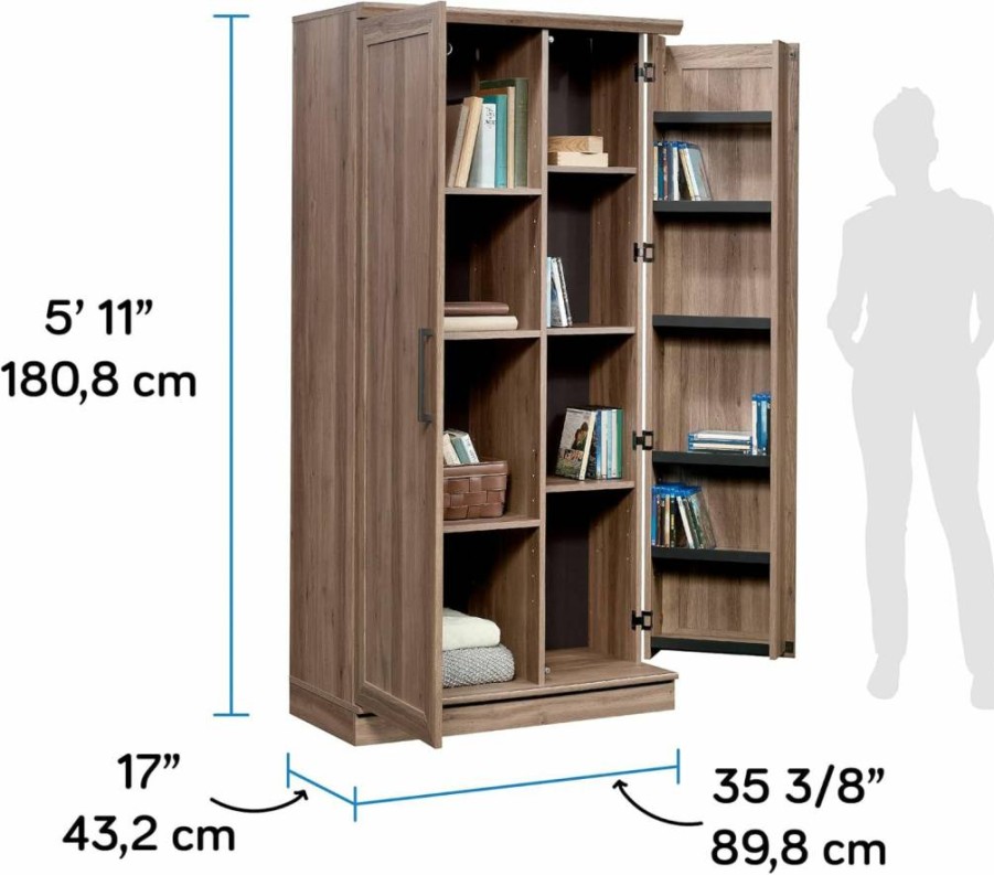 Sauder Dakota Oak Homeplus Storage Pantry Cabinet with Adjustable Shelves