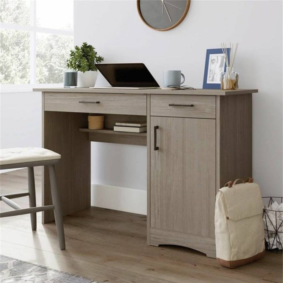 Sauder Beginnings Computer Desk with Drawers, Large Work Surface & Storage, Home Office Desk in Silver Sycamore Finish