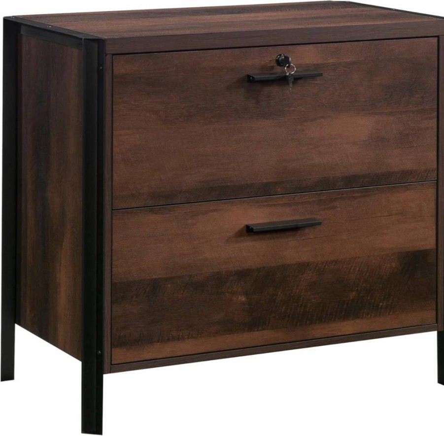 Sauder Briarbrook Lateral File Cabinet, 32.17" Width x 18.5" Depth x 29.76" Height, Barrel Oak Finish, Office Storage Solution