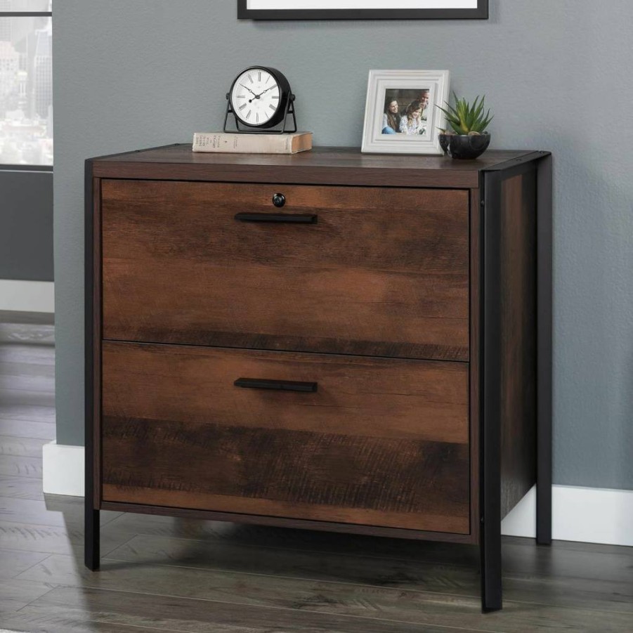 Sauder Briarbrook Lateral File Cabinet, 32.17" Width x 18.5" Depth x 29.76" Height, Barrel Oak Finish, Office Storage Solution