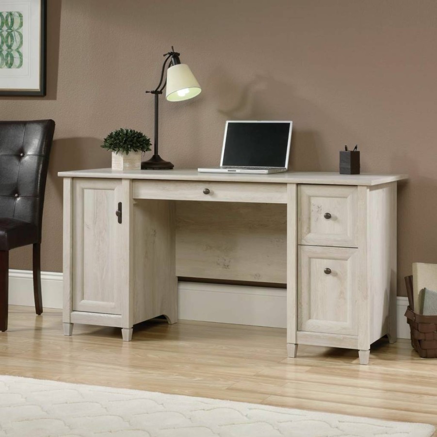 Sauder Edge Water Computer Desk with Storage Drawers, 59-Inch Home Office Desk in Estate Black, 23.23" W x 29.02" H, Modern Workstation with Ample Storage