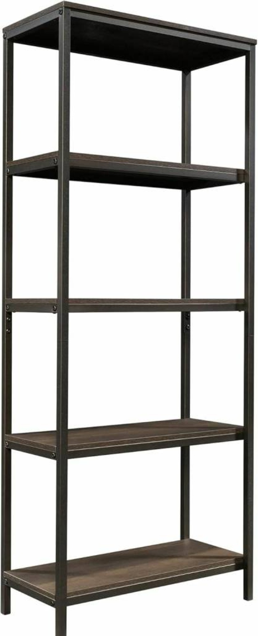 Sauder North Avenue Tall Bookcase - 56.77" Height, Smoked Oak Finish, 23.47" Width, Bookshelf for Home & Office Storage