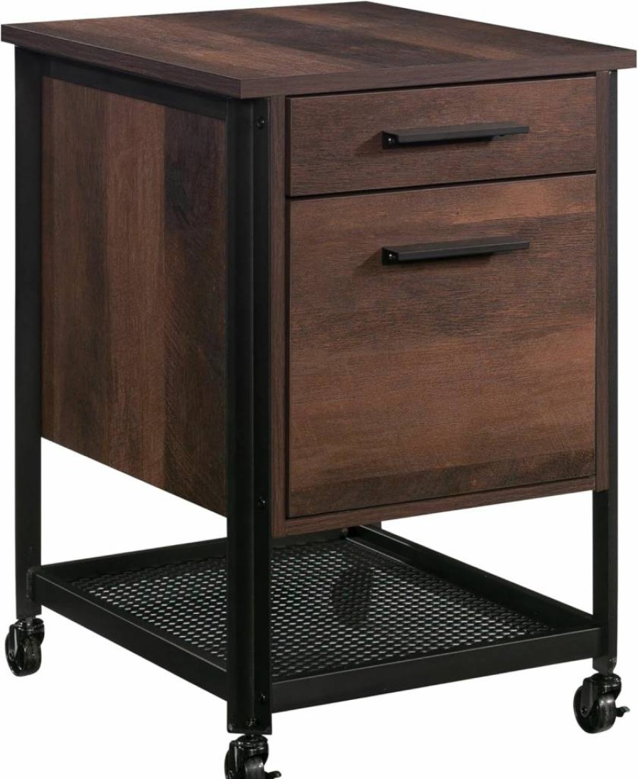 Sauder Briarbrook Mobile File Cabinet, 17.95" x 20.32" x 26.58", Barrel Oak Finish, Rolling Storage Organizer