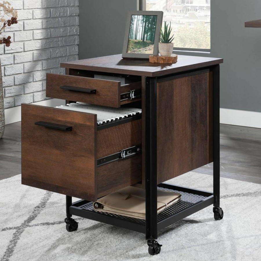 Sauder Briarbrook Mobile File Cabinet, 17.95" x 20.32" x 26.58", Barrel Oak Finish, Rolling Storage Organizer