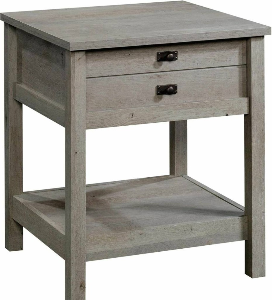 Sauder Mystic Oak Night Stand with Storage - Cottage Road Bedside End Table for Bedroom