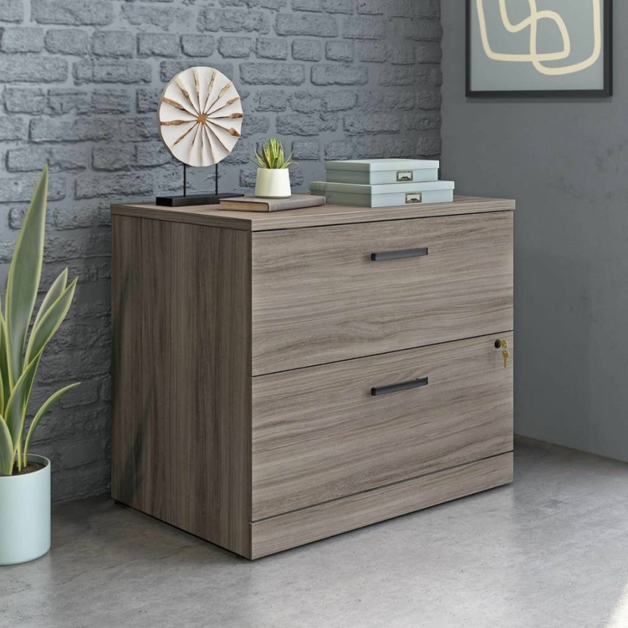 Sauder Officeworks Lateral File Cabinet, Hudson Elm Finish, 35.43"W x 23.47"D x 29.29"H, Storage Organizer for Home Office