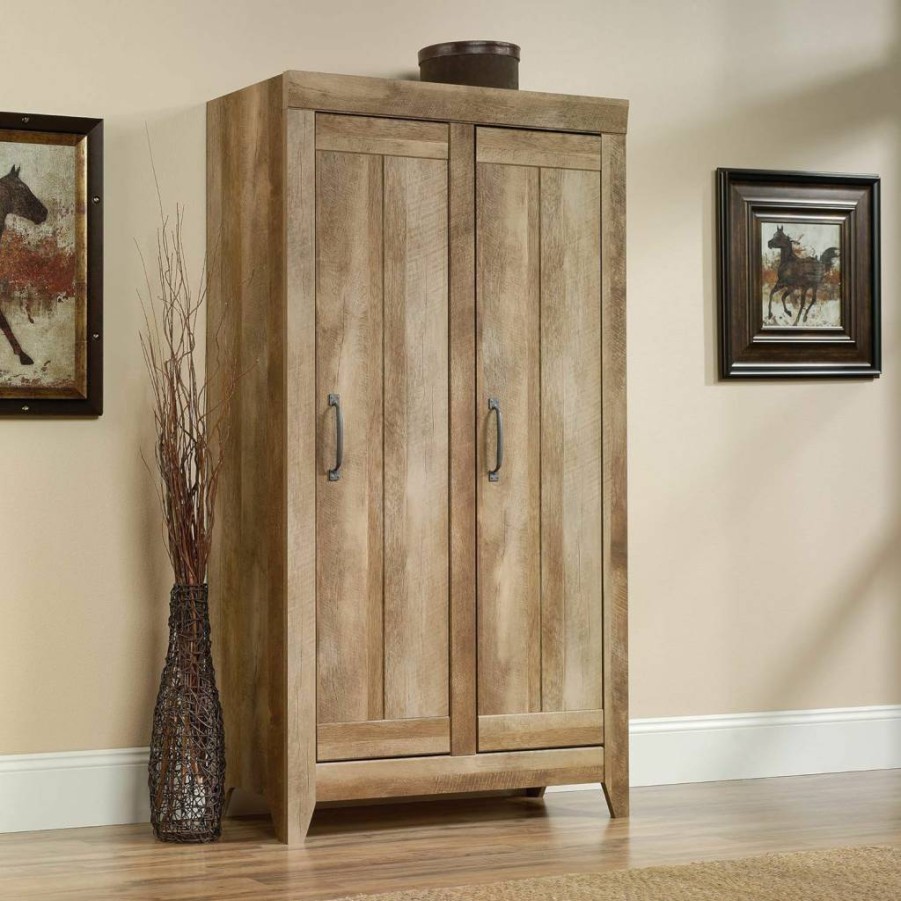 Sauder Adept Narrow Pantry Cabinet with Storage Shelves, Craftsman Oak Finish for Kitchen Organization