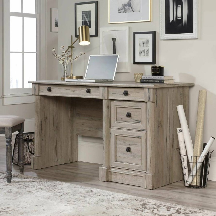 Sauder Palladia Home Office Desk with File Cabinet, Keyboard Tray, Cable Management & Storage Drawers in Select Cherry Finish