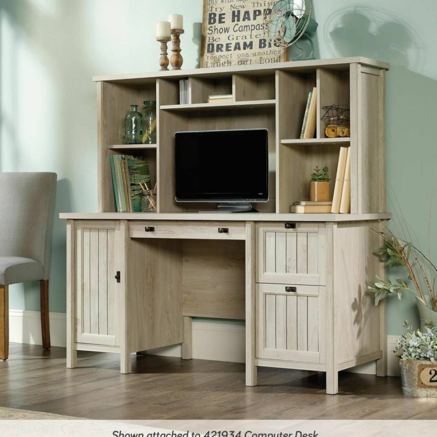 Sauder Costa Desk Hutch with Adjustable Shelf, Chalked Chestnut Finish - Sauder Credenza & Returns