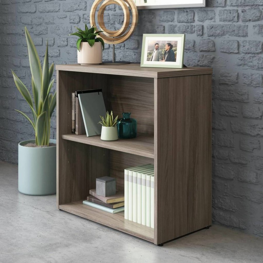 Sauder Hudson Elm Finish 2-Shelf Bookcase – Officeworks Style Storage Solution