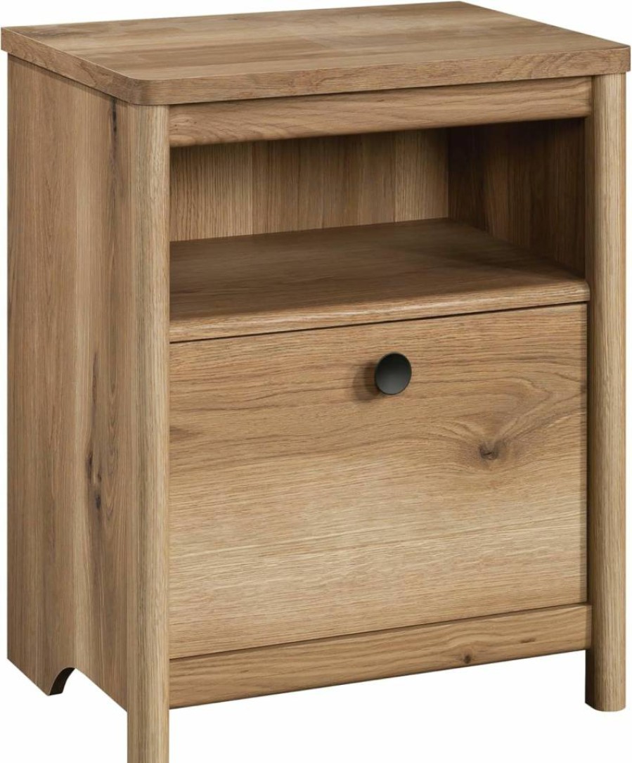 Sauder Dover Edge Nightstand - Timber Oak Finish Bedside Table with Storage