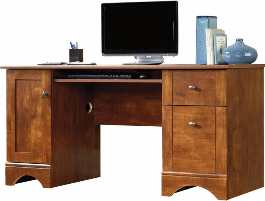 Sauder Brushed Maple Office Computer Desk 60" x 24" x 29" Workstation with Durable Finish