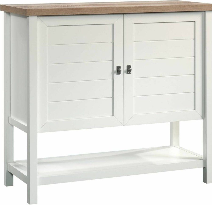 Sauder Cottage Road Pantry Cabinet with Storage Shelves, Soft White Finish for Kitchen or Bathroom Organization