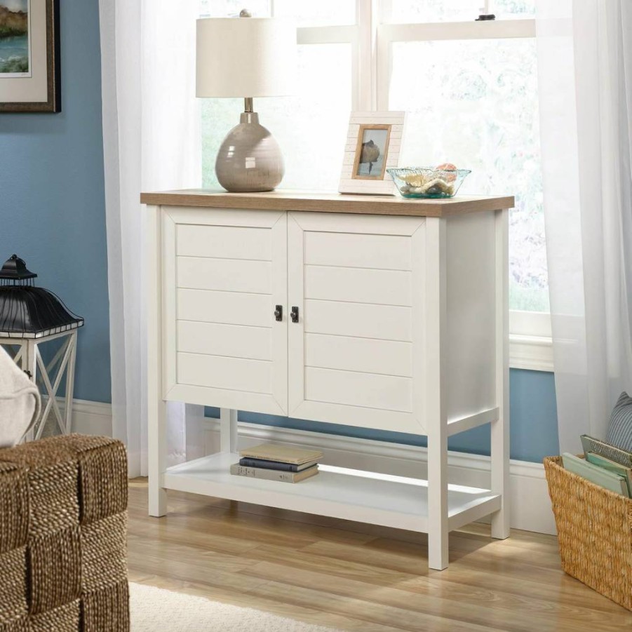 Sauder Cottage Road Pantry Cabinet with Storage Shelves, Soft White Finish for Kitchen or Bathroom Organization