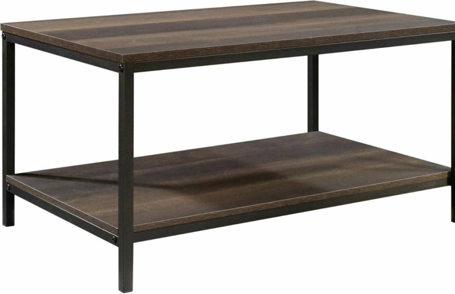 Sauder North Avenue Coffee Table in Smoked Oak Finish - Modern Living Room Furniture with Storage Shelf