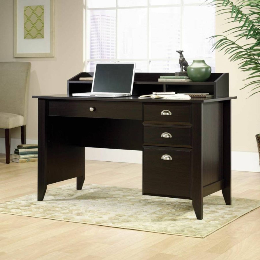 Sauder Shoal Creek Desk in Jamocha Wood Finish - Stylish Home Office Furniture