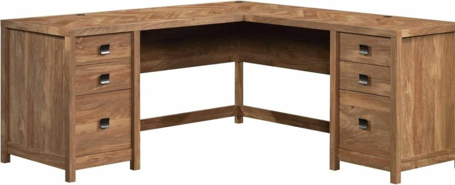 Sauder Cannery Bridge Executive Desk with 6 Drawers - Sindoori Mango Finish Storage Office Desk