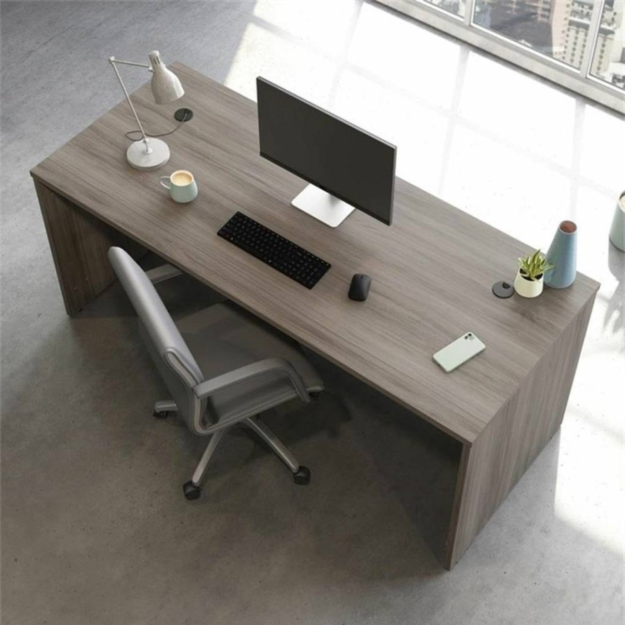 OFFICE WORKS BY SAUDER 72-Inch Wide Commercial Desk in Hudson Elm Finish, 30-Inch Depth, Durable Office Workspace
