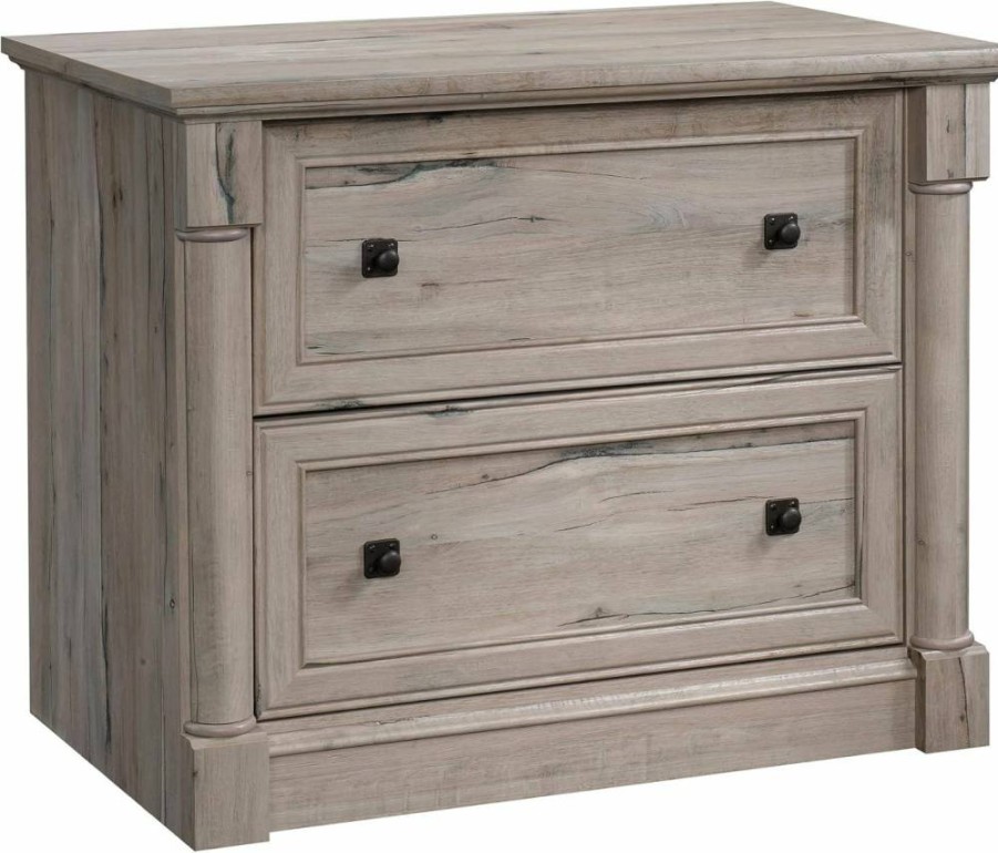 Sauder Palladia 2-Drawer Lateral File Cabinet for Home Office, Wind Oak Finish, Hanging File Organizer with Interlocking Drawers