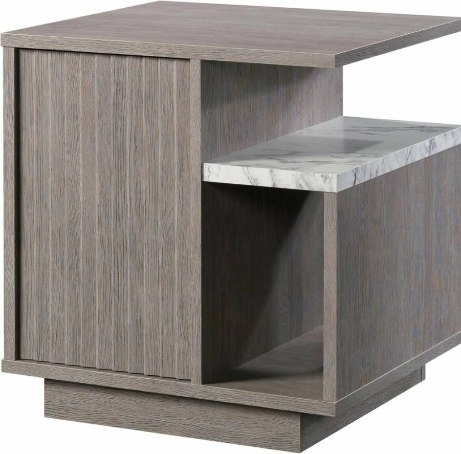 Sauder East Rock Nightstand with Ashen Oak Finish - 21.18" Length, 19.45" Width, 22.36" Height - Modern Bedside Table for Bedroom
