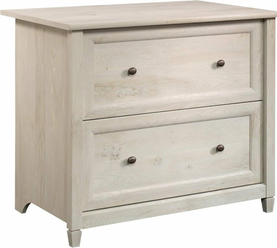 Sauder 2-Drawer File Cabinet, Washed Walnut Finish, Edge Water Series, Large Storage Cabinet for Office or Home