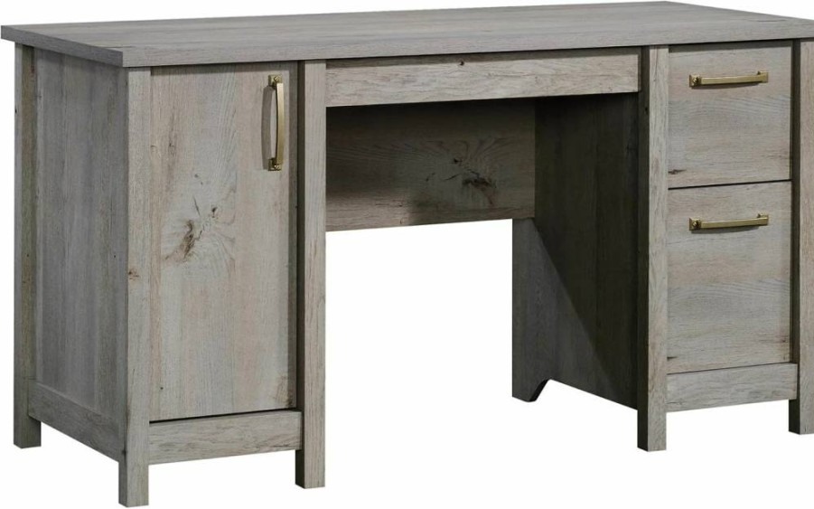 Sauder Cannery Bridge Computer Desk with Storage Drawers, Home Office Desk with File Cabinet, Sindoori Mango Finish, Compact Writing Desk for Small Spaces