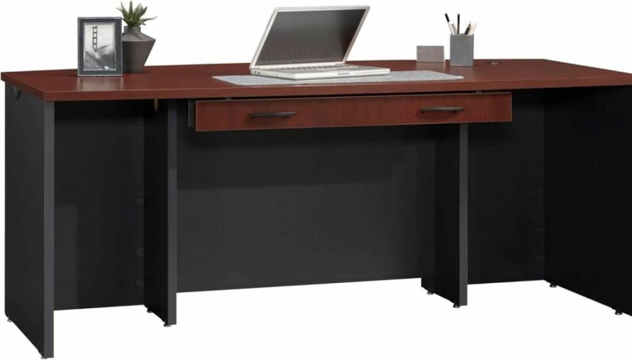 Sauder Via Collection Pencil Drawer with Classic Cherry Finish - Compact Storage Organizer for Desk or Office