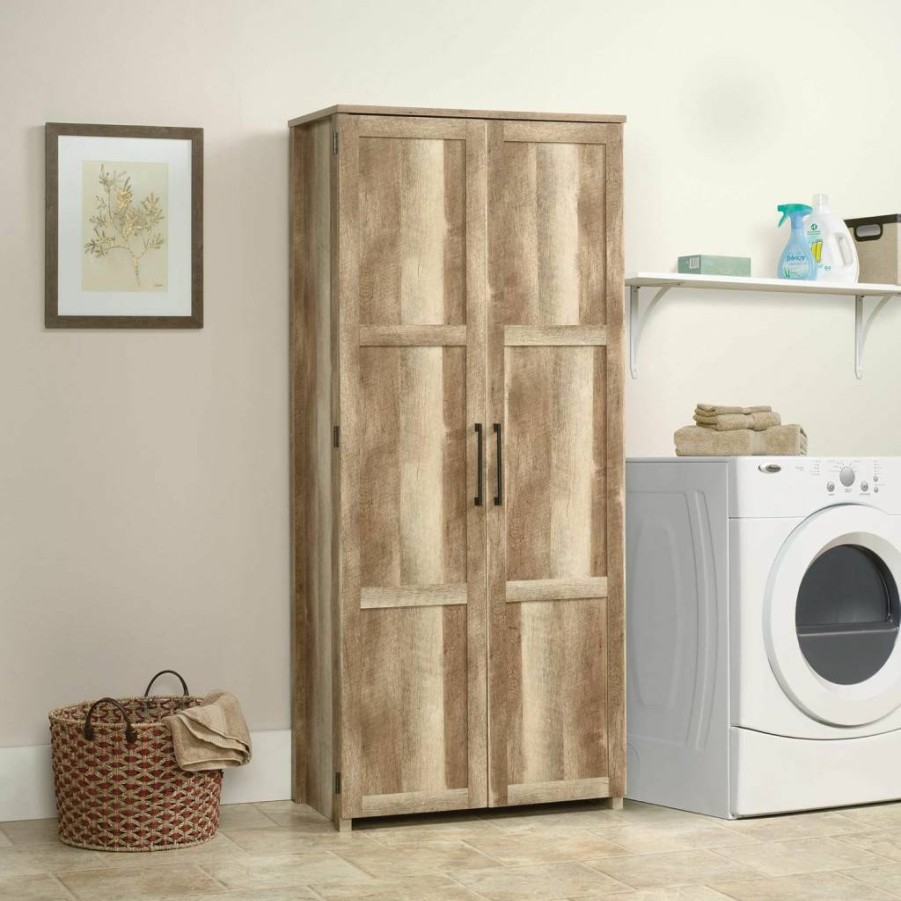 Sauder Dakota Oak HomePlus Storage Pantry Cabinet with Adjustable Shelves