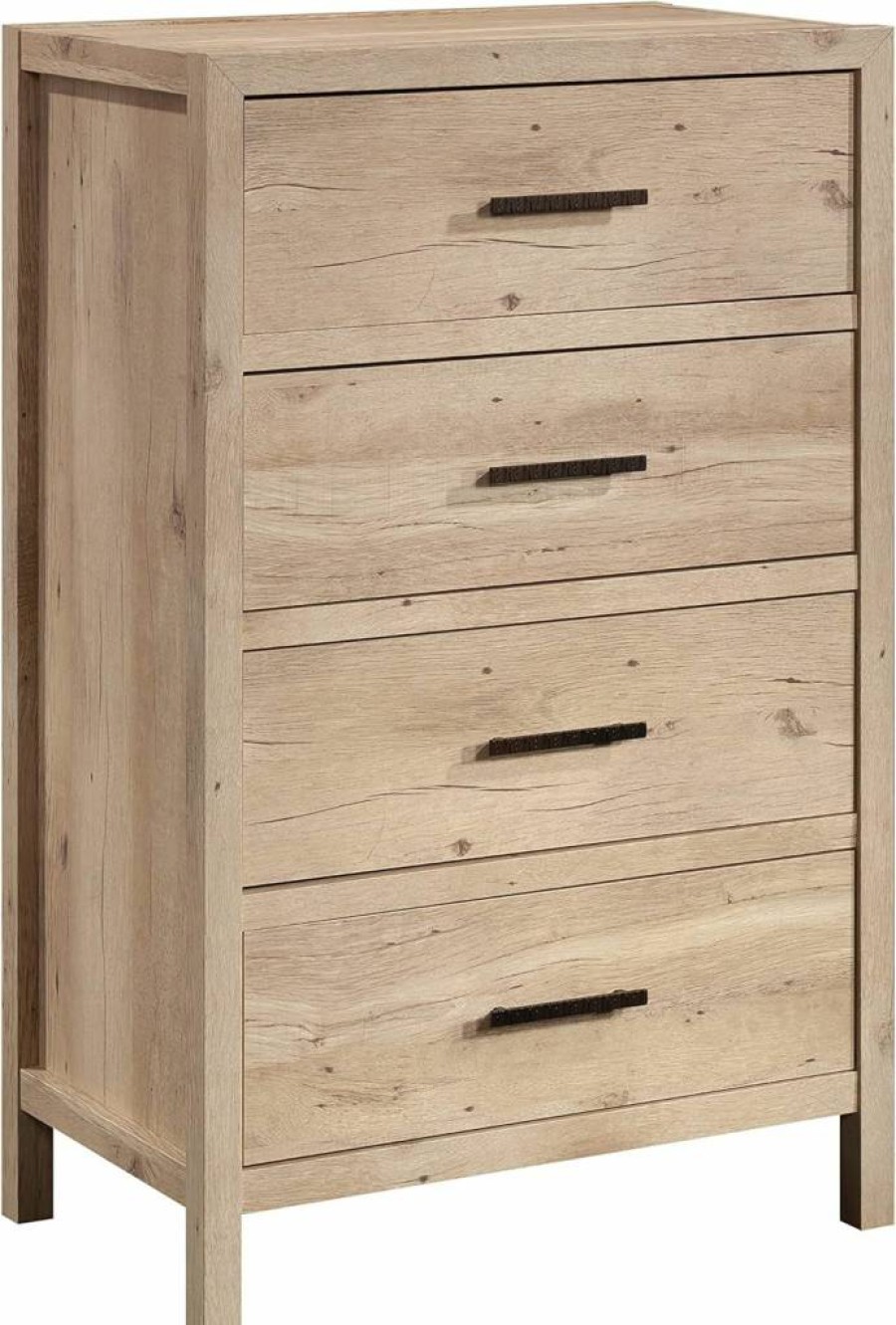 Sauder Pacific View 4-Drawer Dresser, Prime Oak Finish - Stylish Bedroom Storage Chest