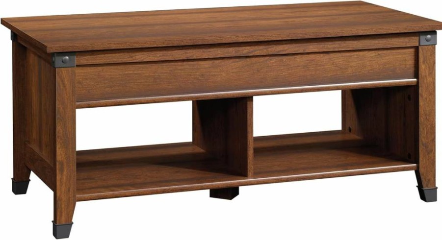 Sauder Carson Forge Rustic Coffee Oak Lift-Top Coffee Table with Storage, 43.15" L x 19.45" W x 18.98" H, Industrial Style Living Room End Table