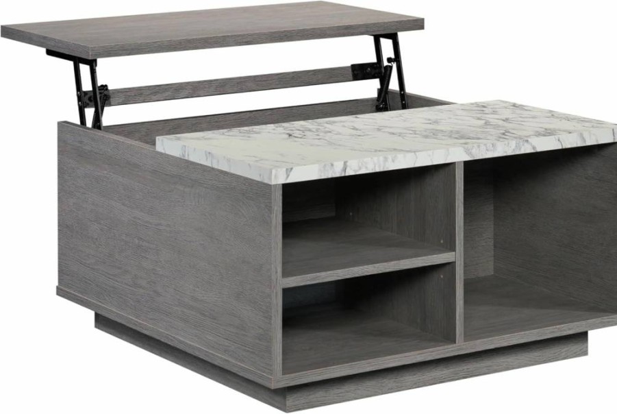 Sauder East Rock Modern Lift-Top Coffee Table with Storage, Ashen Oak Finish - Stylish Lift Top Design for Living Room