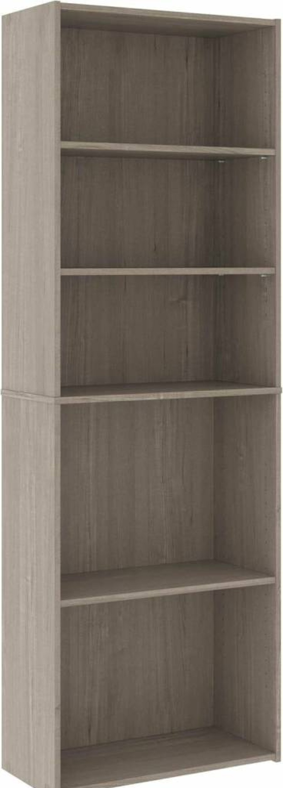 Sauder Beginnings 5-Shelf Bookcase, Adjustable Height Bookshelf, 24.57" Wide Storage Organizer, Soft White Finish for Home Office & Living Room