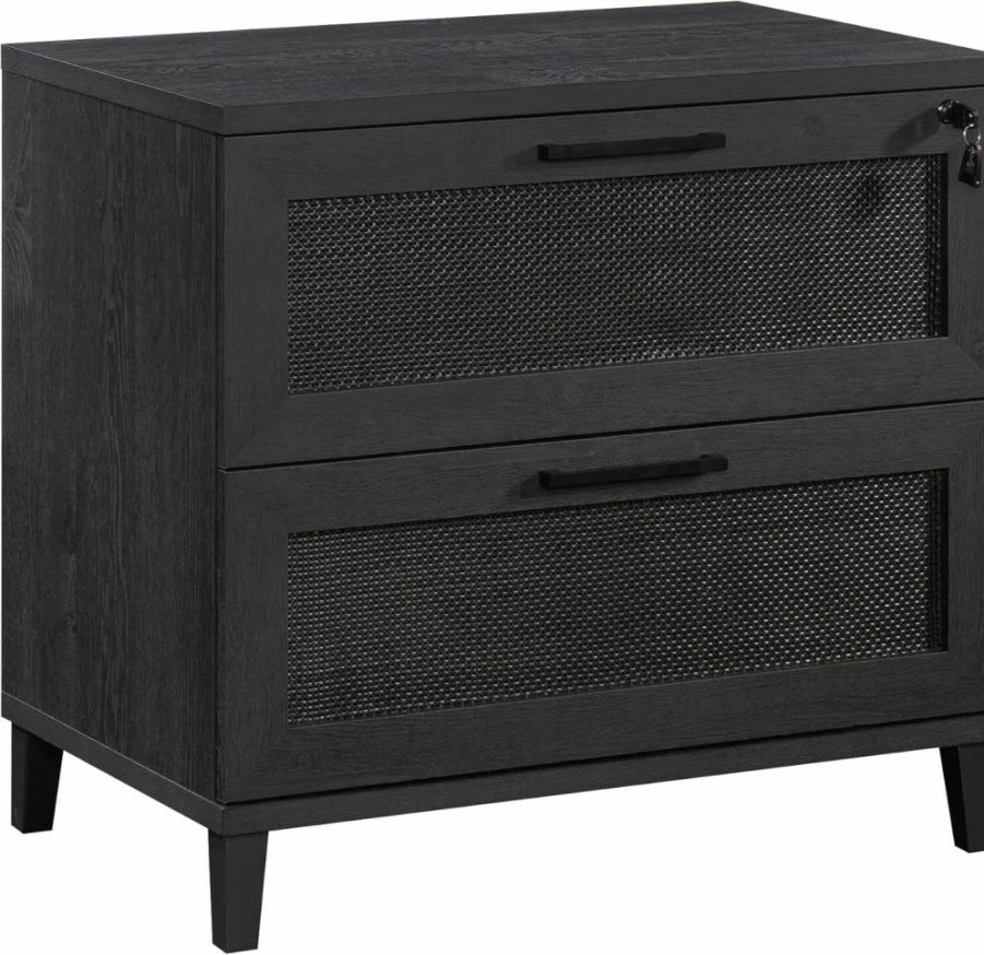 Sauder Tiffin Lateral File Cabinet, Raven Oak Finish - Modern Office Storage Solution