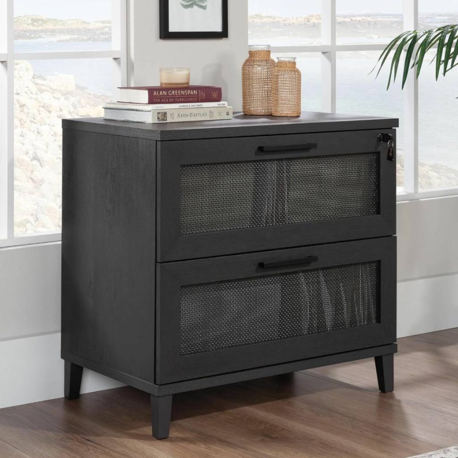 Sauder Tiffin Lateral File Cabinet, Raven Oak Finish - Modern Office Storage Solution