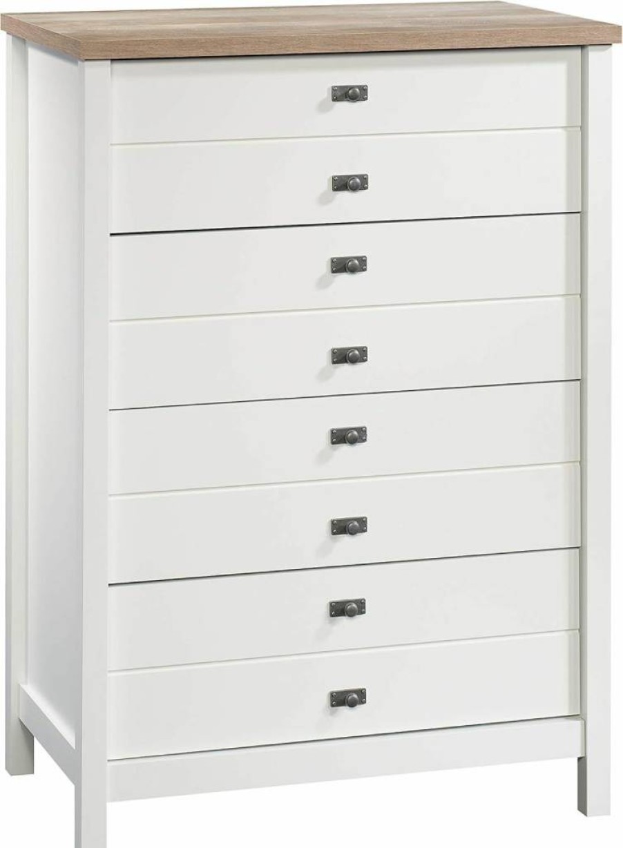 Sauder Cottage Road 4-Drawer Dresser, Soft White Finish, 32.44" W x 19.29" D x 44.92" H, White Bedroom Chest of Drawers