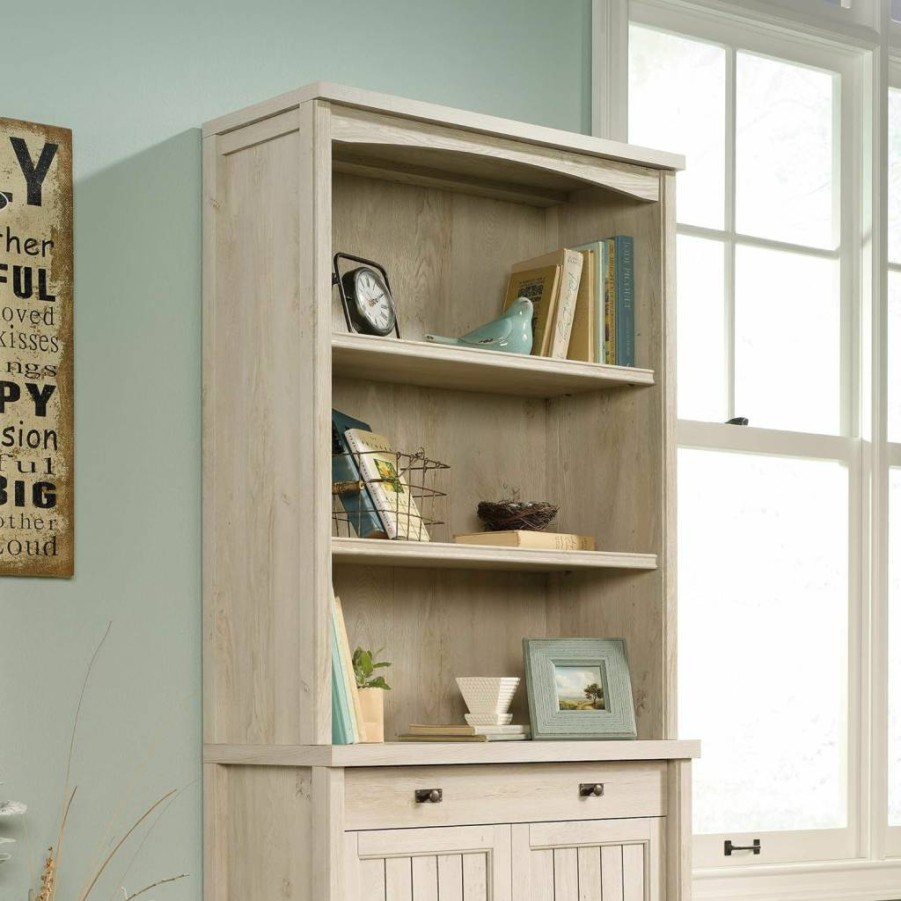 Sauder Costa Library Bookcase with Adjustable Shelves - Chalked Chestnut Finish for Flexible Storage
