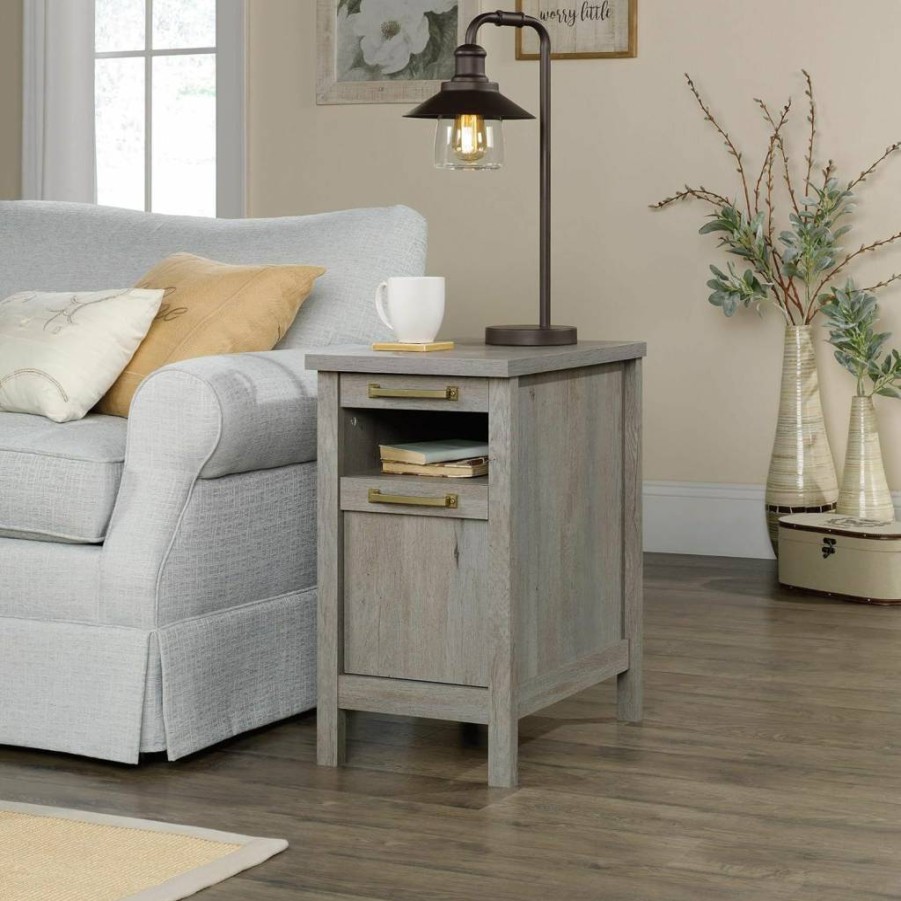 Sauder Cannery Bridge Nightstand - Narrow End Table in Lintel Oak Finish, 14.37" Width x 22.44" Depth x 25.79" Height