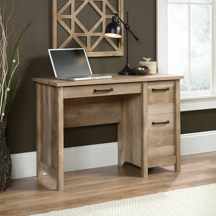 Sauder Cannery Bridge Computer Desk in Lintel Oak Finish - Stylish Home Office Writing Desk