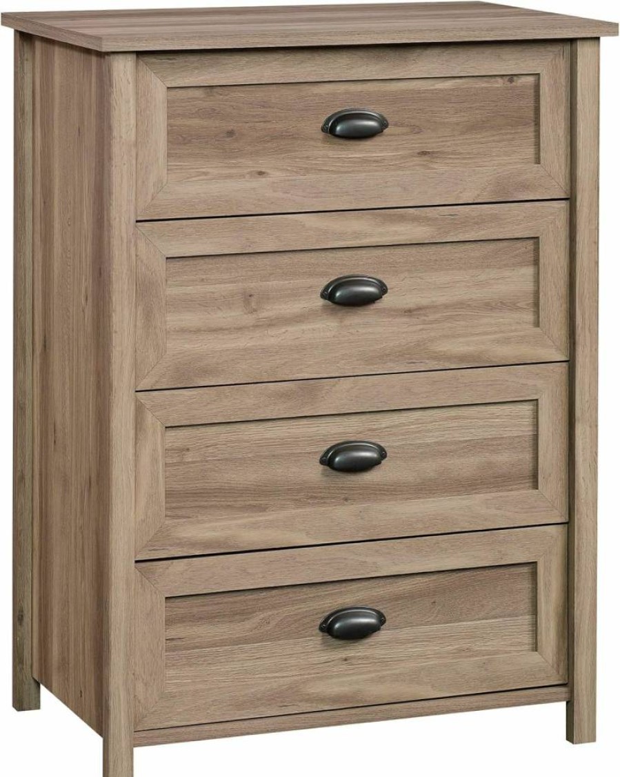 Sauder County Line 4-Drawer Dresser in Soft White Finish - Stylish Storage Chest for Bedroom or Living Room