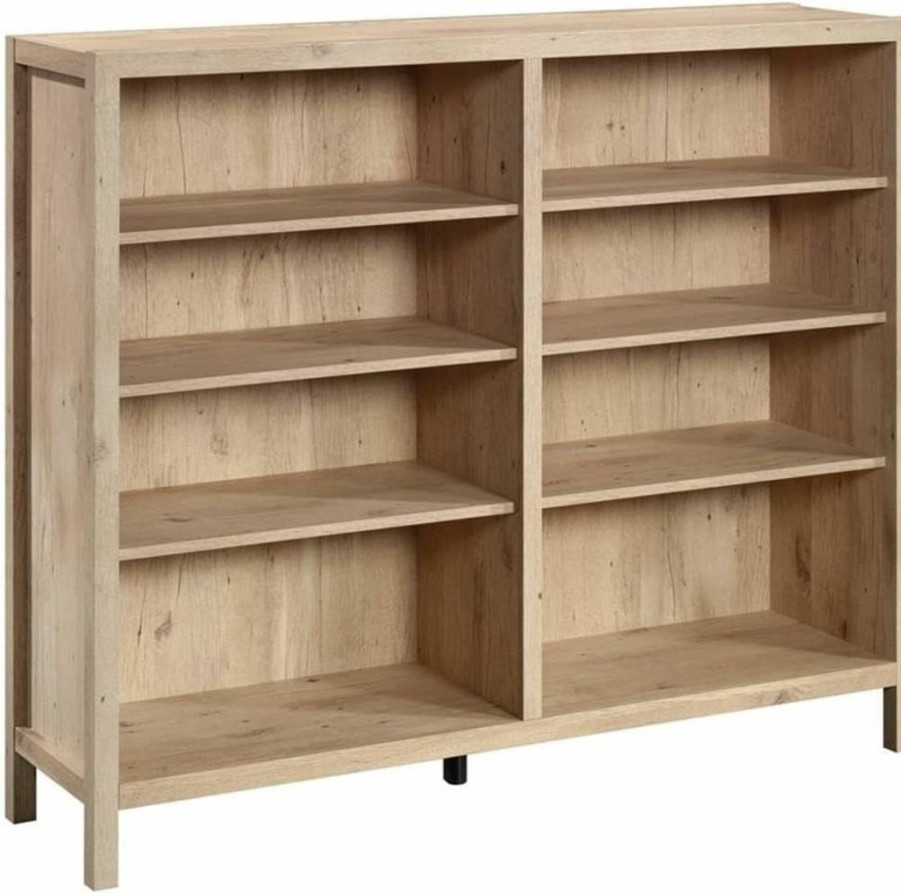 Sauder Pacific View Horizontal Bookcase in Prime Oak Finish - Stylish Storage Shelf for Home & Office