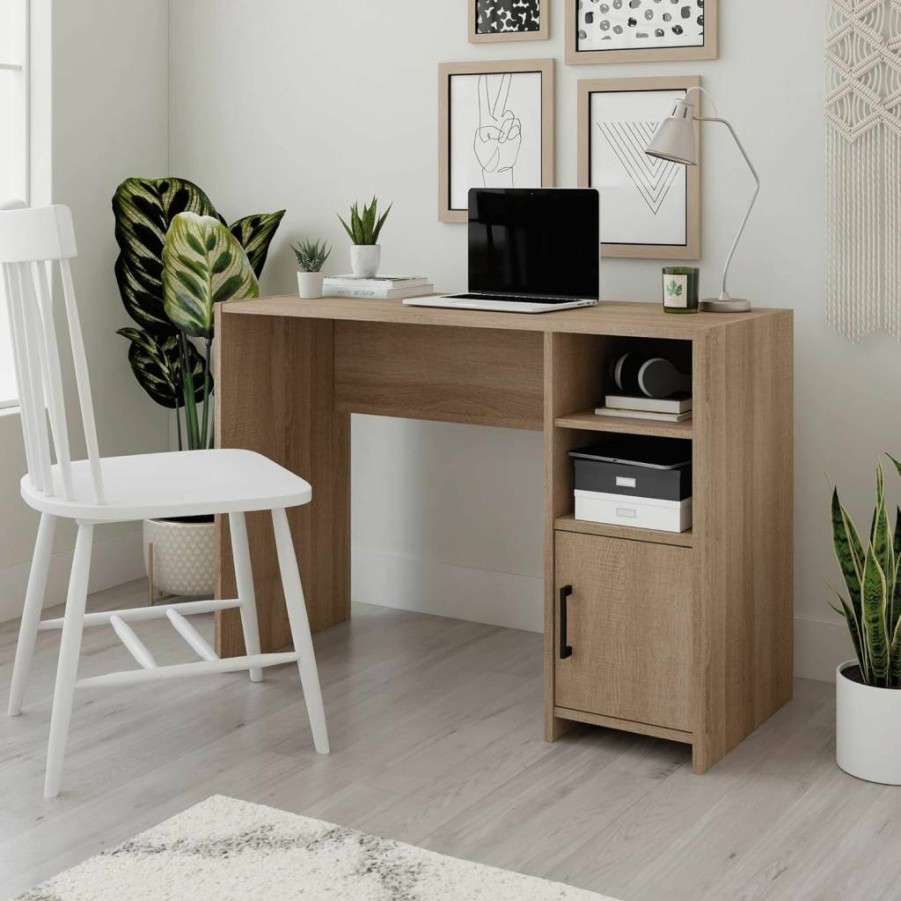 Sauder Beginnings Compact Study Desk for Small Spaces, Summer Oak Finish Computer Desk for Home Office and Bedroom