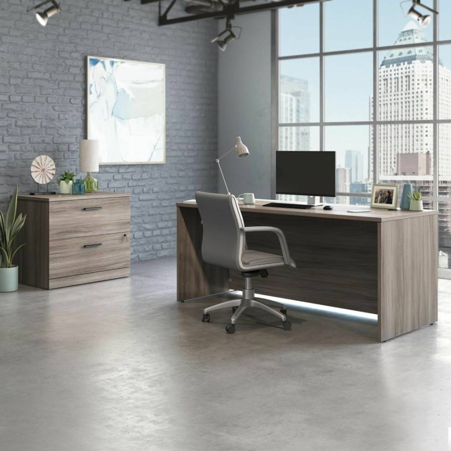 Sauder Officeworks Affirm 72 x 30 Inch Shell & Lattice Desk, Classic Cherry Finish, 71.1" Length, 29.5" Width, 29.3" Height