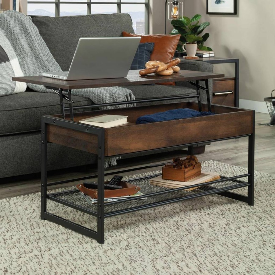 Sauder Briarbrook Lift-Top Coffee Table with Storage - Barrel Oak Finish - Convertible Design for Living Room